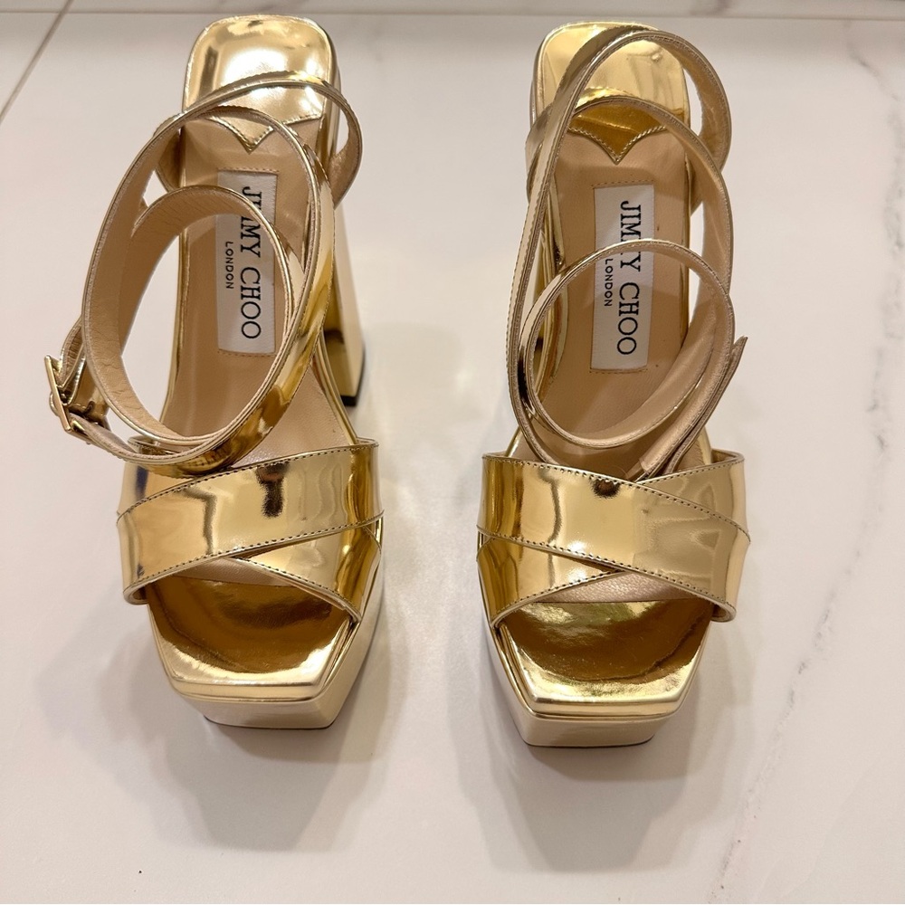 Jimmy Choo Gaia 140 mirrored-leather platform sandals